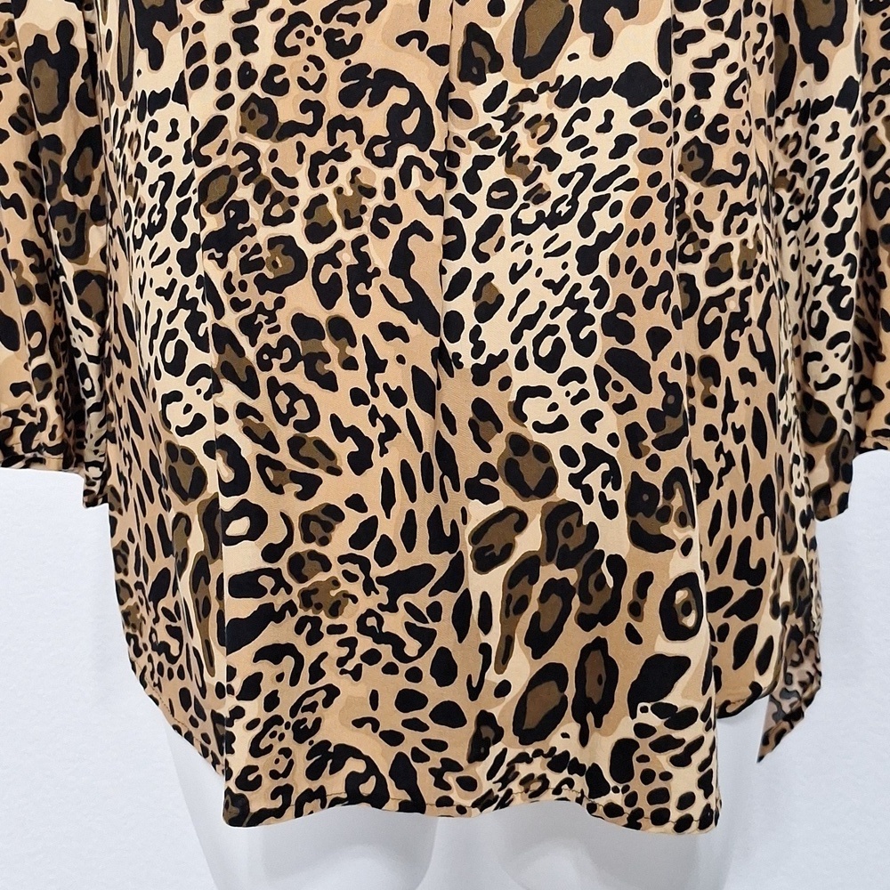 New Directions Brown Black Academia Animal Print Mobwife Relaxed Fit Blouse XL - Picture 3 of 14